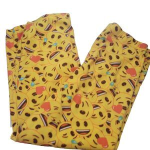 Emoji large 12/14 pajama women pants sweats sleep lounge happy kiss wink faces